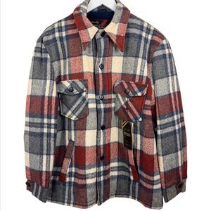 Vintage Sears The Mens Store Mens Flannel Plaid Wool Blend Fleece Lined CPO Coat
